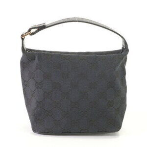 Gucci GG canvas leather handbag tote top handle pouch black